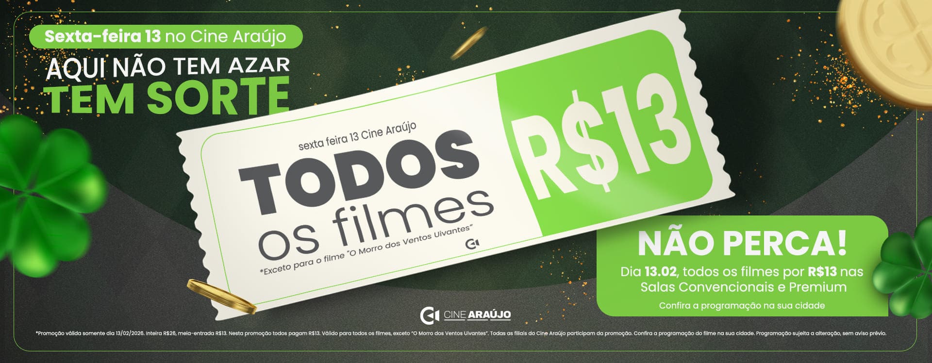 banner Sexta-feira 13 no Cine Araújo